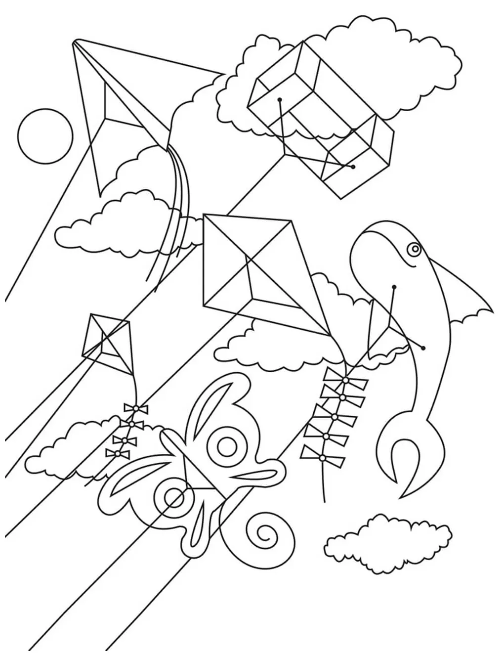 Nice kite coloring page free printable coloring pages for kids