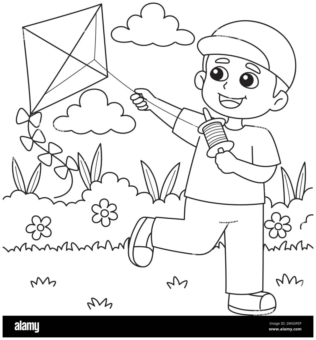 Flying kite coloring page hi-res graphy and s alamy