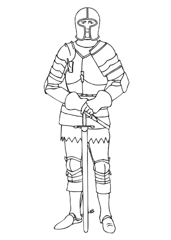 Coloring Page knight in armor - Free printables - Img 9442