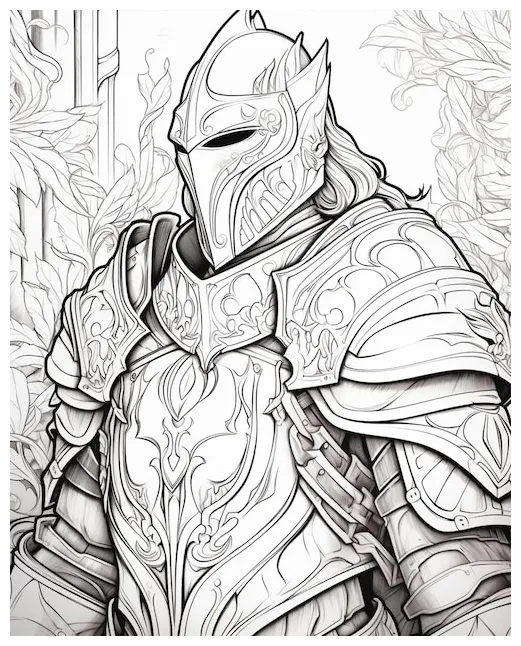 Knight in Armor Coloring Page Printable | Premium AI-generated image