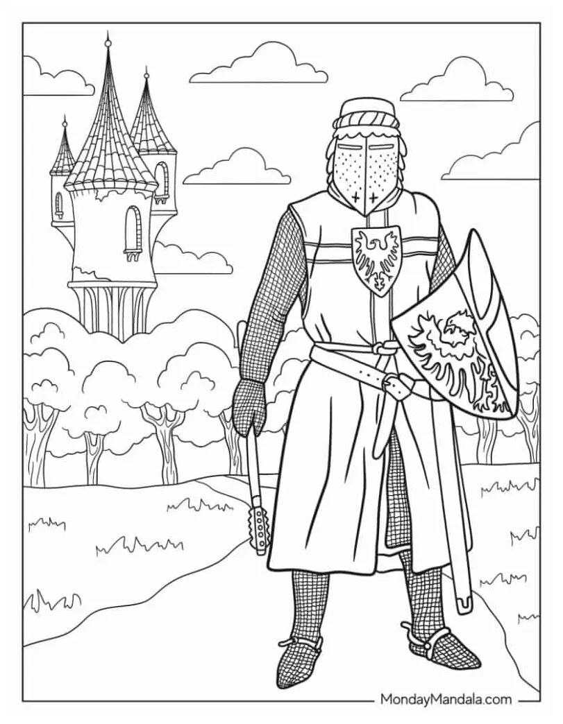 Coloring Page Knights Hd Knight Drawing Armor Drawings