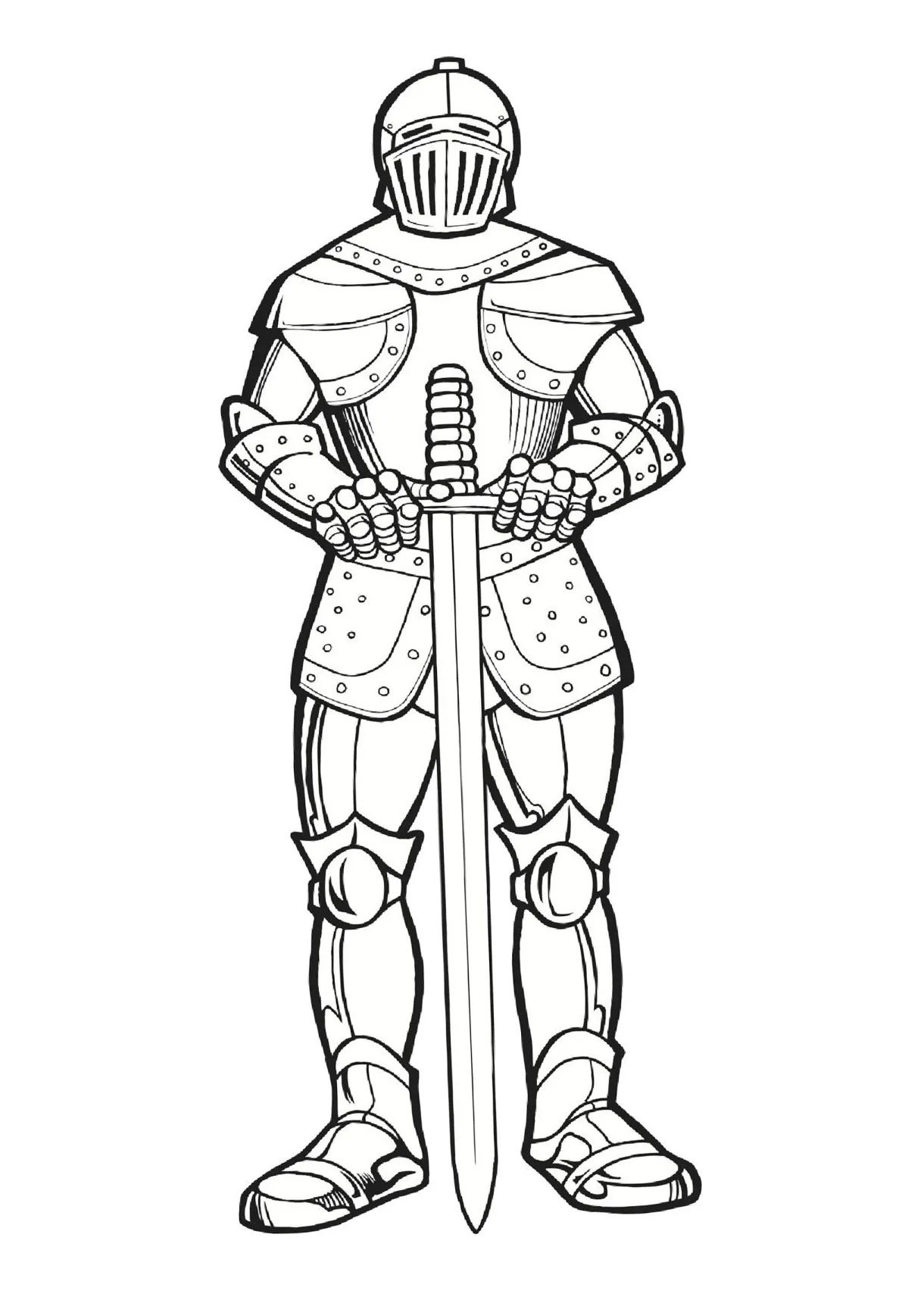 Knight's armor - Knight, Castle and Dragon Coloring Pages for Kids