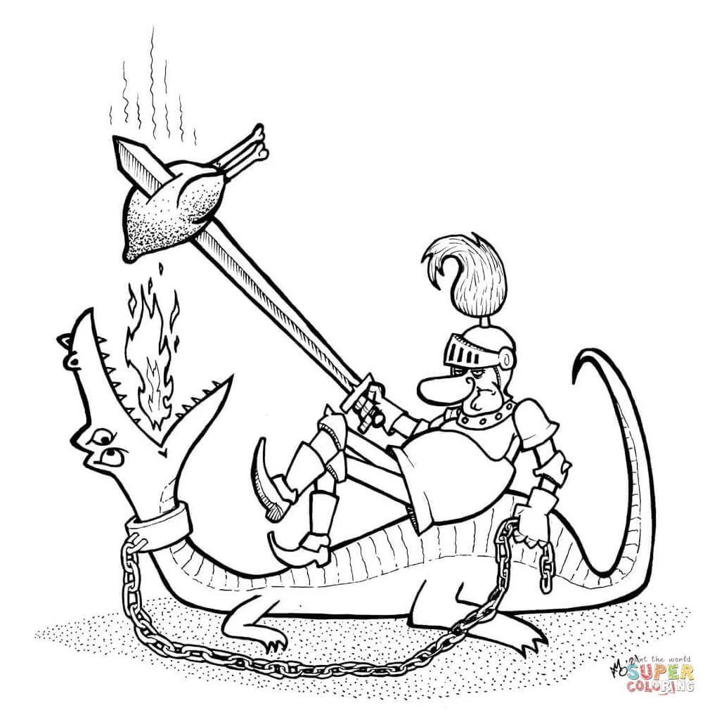 Knight fighting a dragon coloring pages [2025]