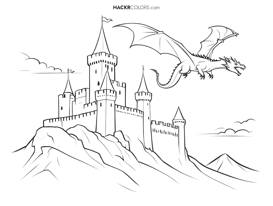Knight fighting a dragon coloring pages [2025]
