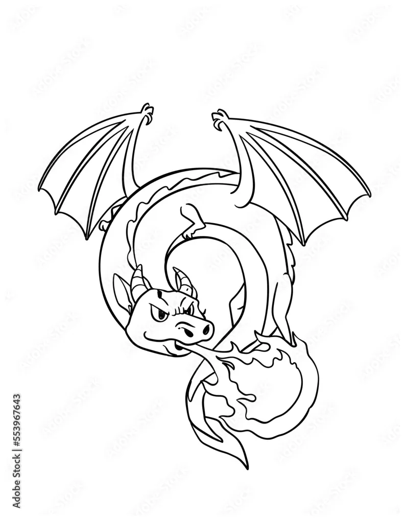 Knight dragon isolated coloring page for kids stock vector adobe stock