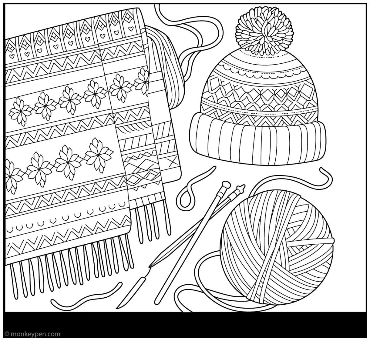 Knitting coloring page