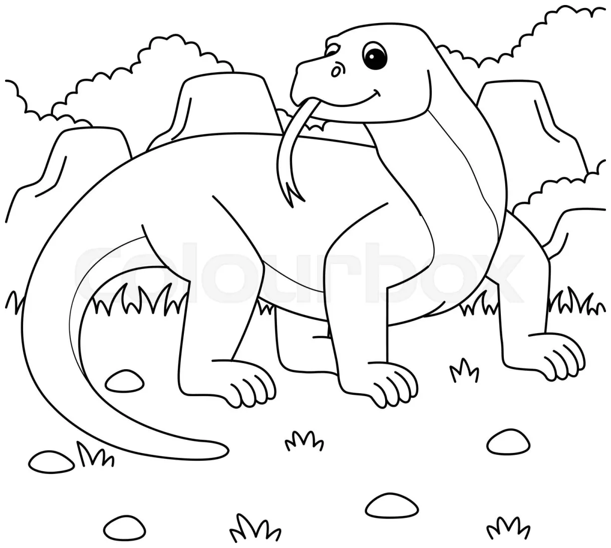 Komodo dragon animal coloring page for kids stock vector colourbox