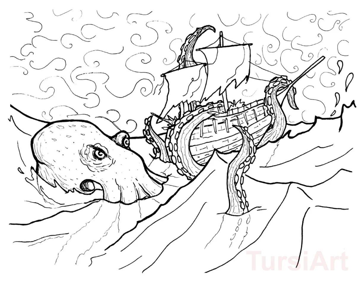 Kraken coloring page