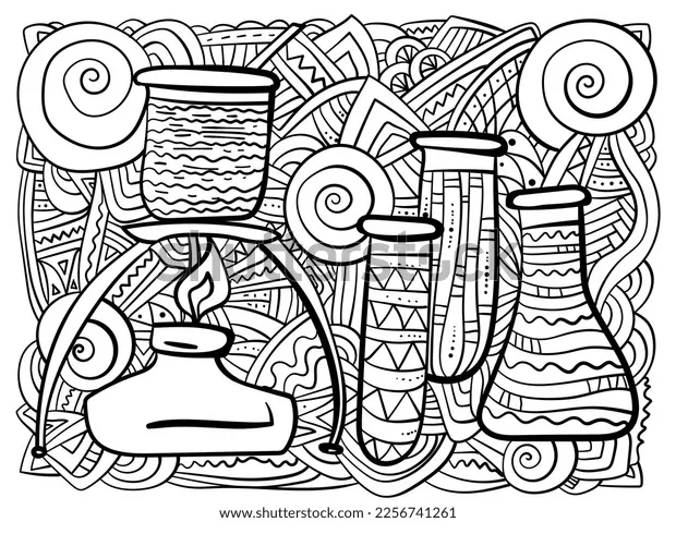 Laboratory equipment antistress coloring page creative stock vector