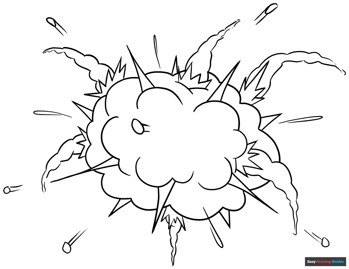 Explosion coloring page easy drawing guides