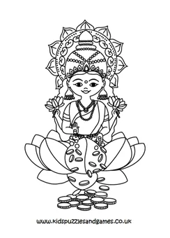 Lakshmi Colouring Page - Kids Puzzles and Games