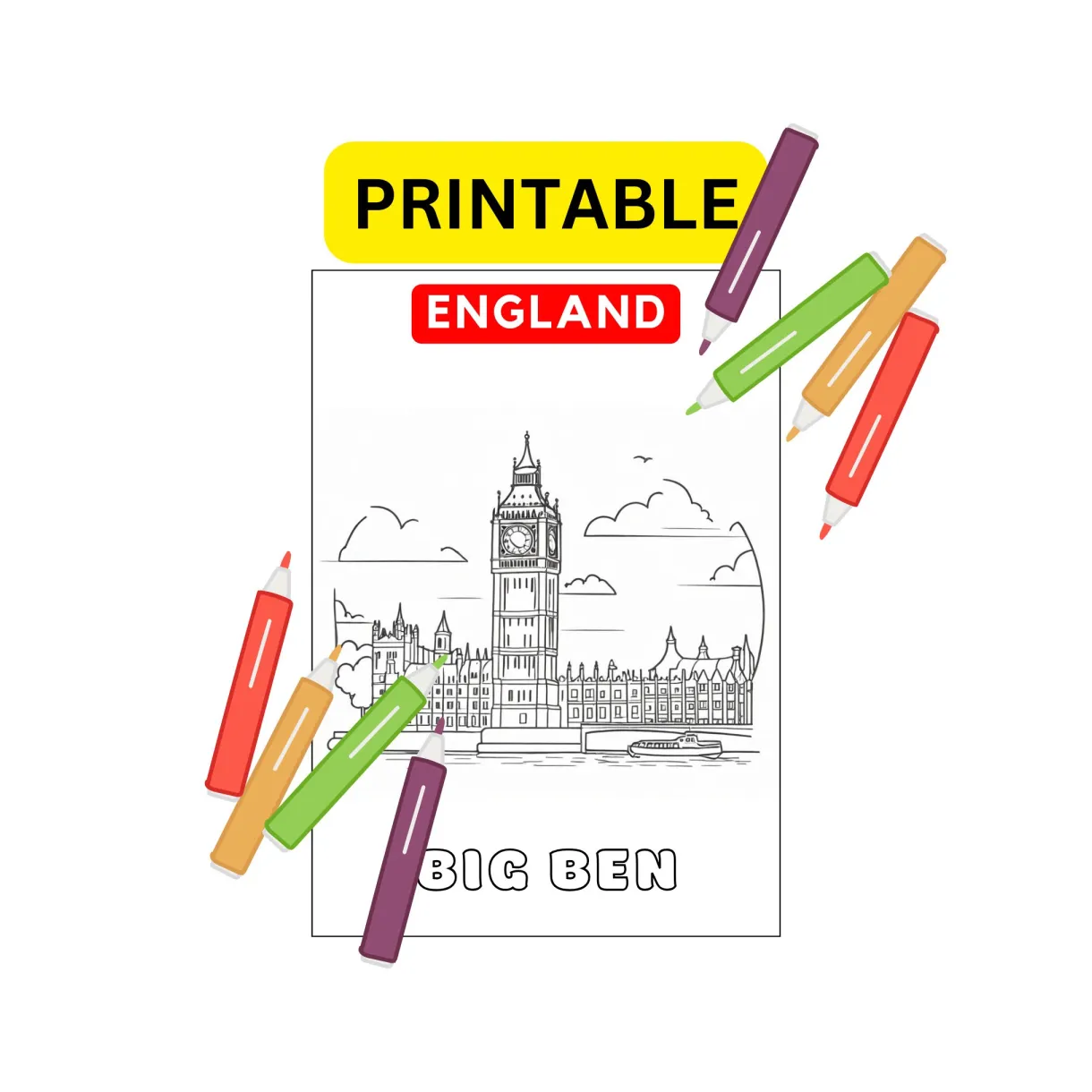 Country Landmark - COLORING PAGES - Etsy