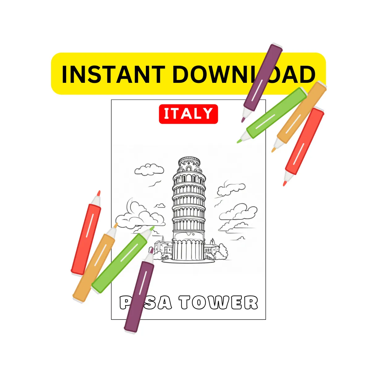 Country Landmark - COLORING PAGES - Etsy