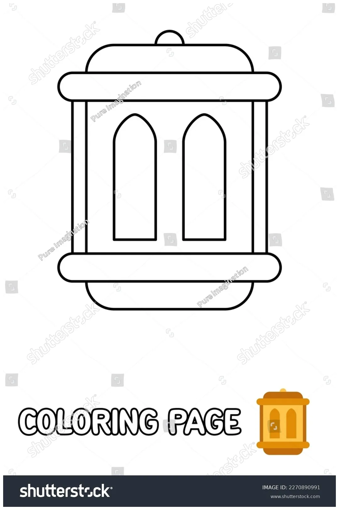 Coloring page lantern kids stock vector 2270890991