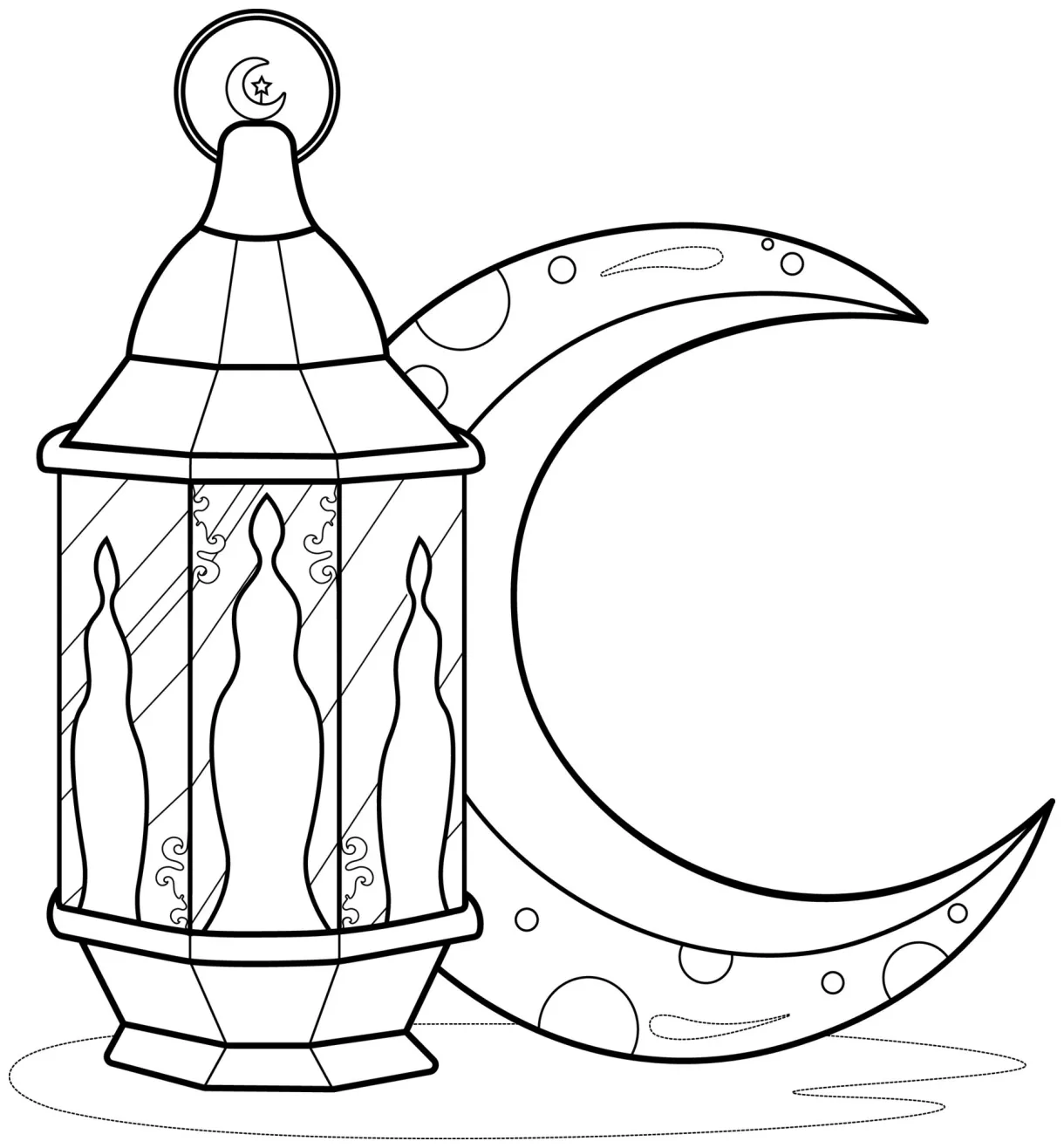 Coloring page. lantern and a month 10688129 vector art at vecteezy