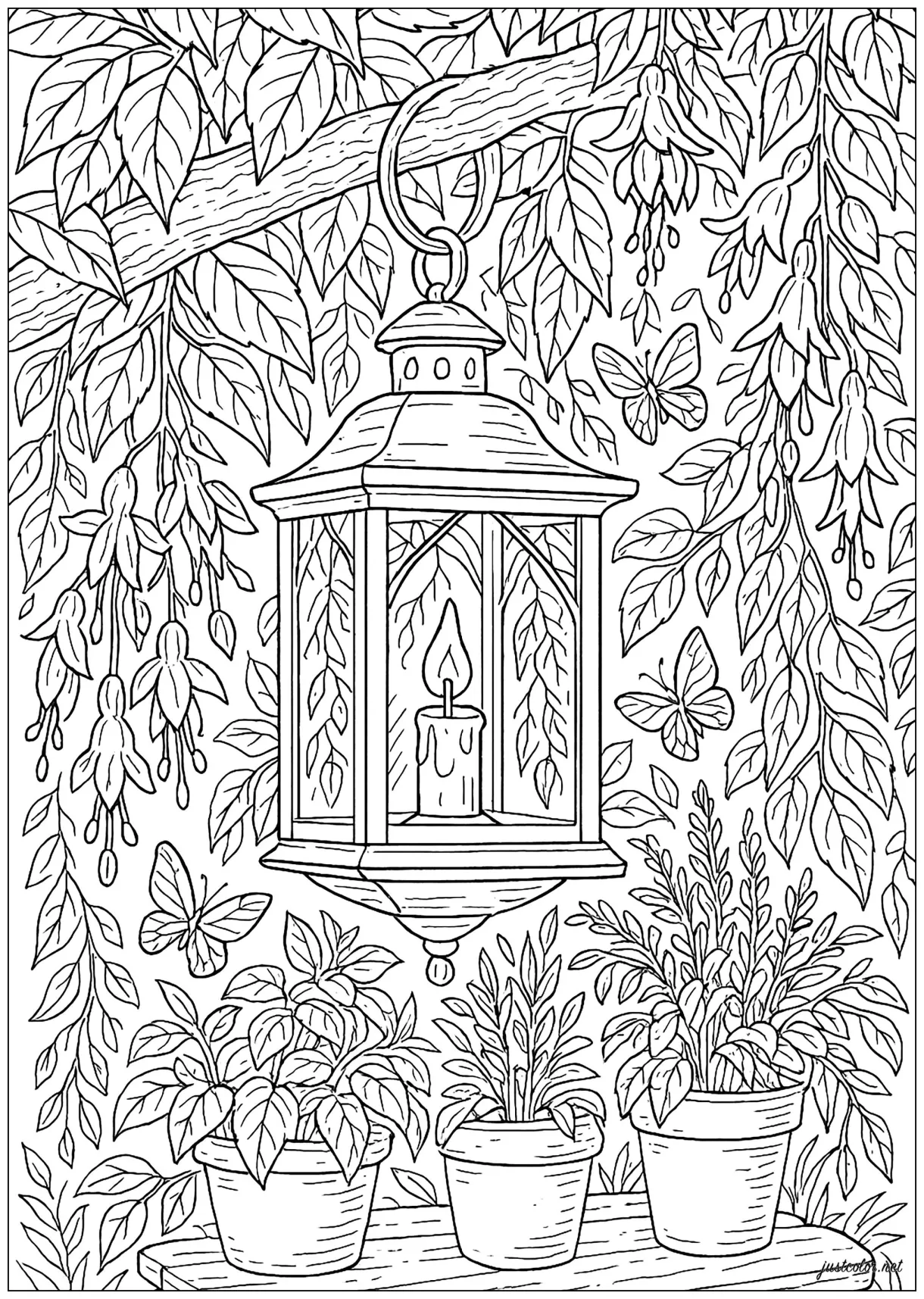 Hanging lantern in the secret garden free coloring page in 2025