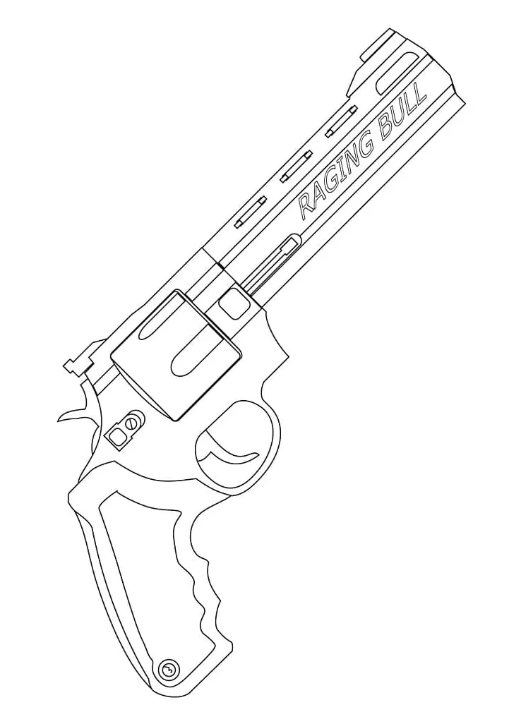 Raging bull revolver gun coloring page download, print or color