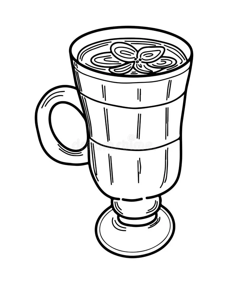 Isolated coffee latte vector for coloring book or page stock vector