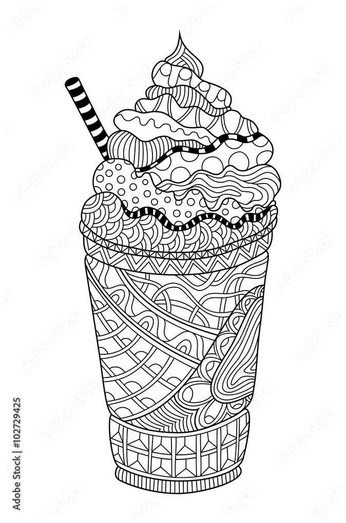 Latte zentangle coloring page stock vector adobe stock