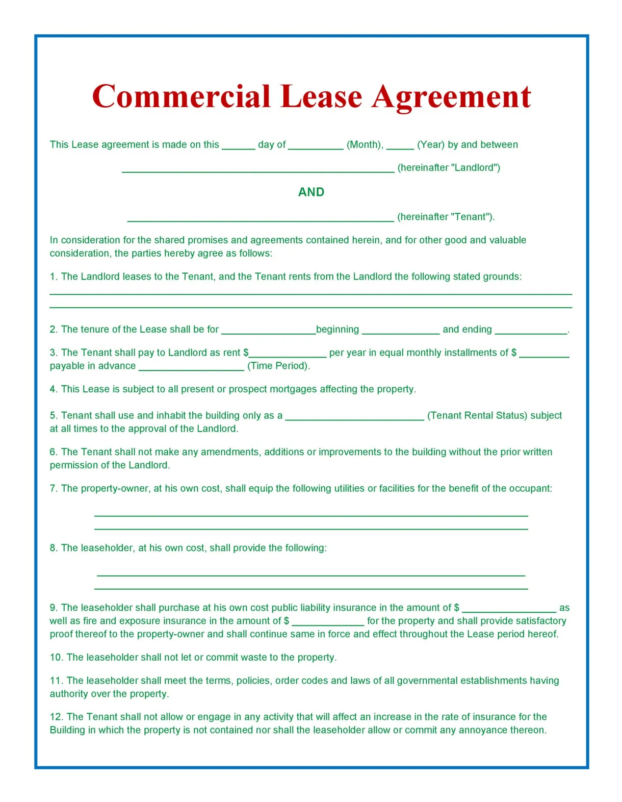 Lease agreement templates 12+ free word, excel & pdf formats, samples