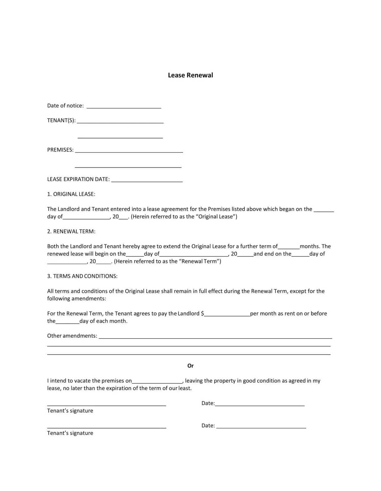 Free Printable Lease Renewal Letter Templates [Word, PDF] Sample Landlord