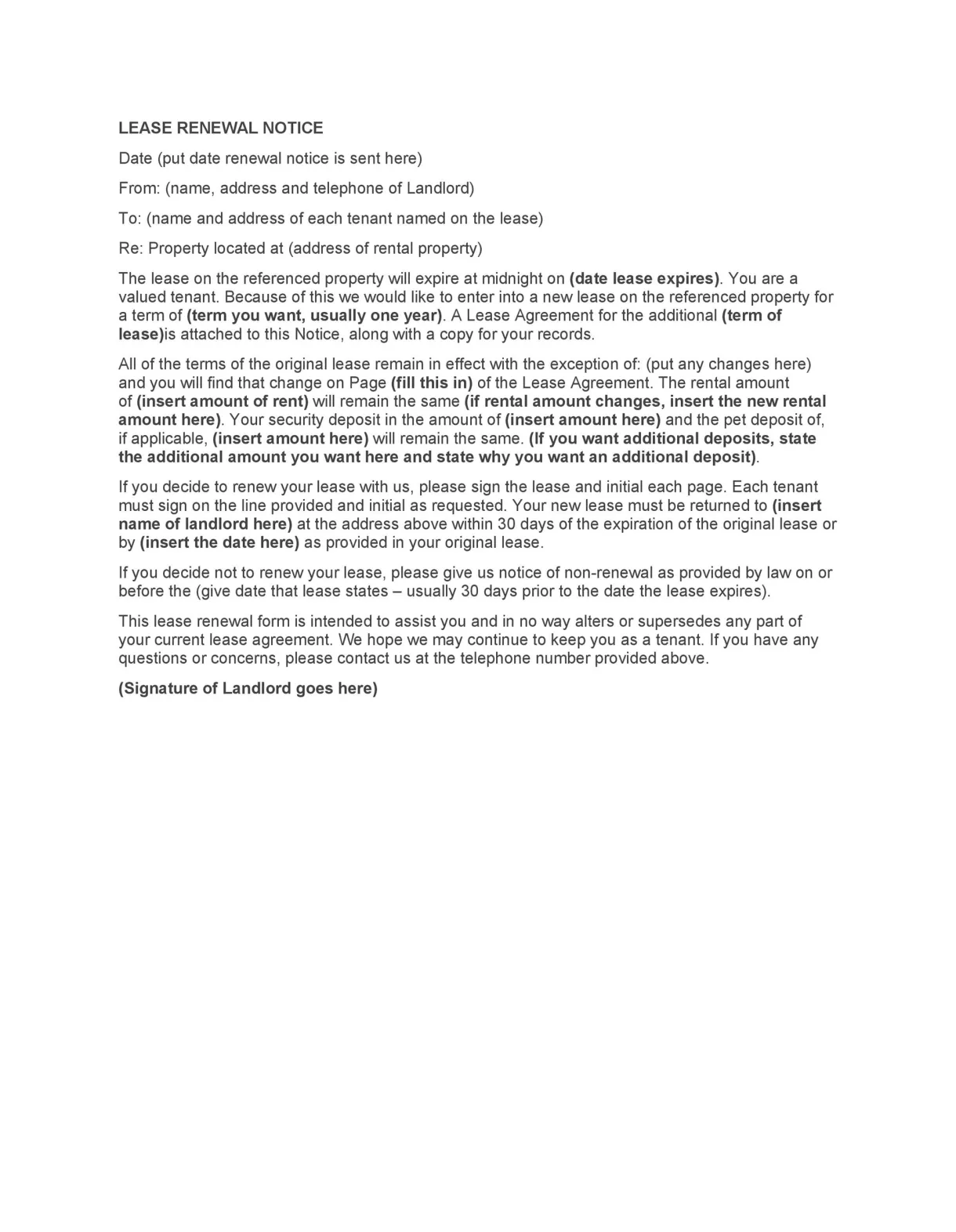 Lease Renewal Letter