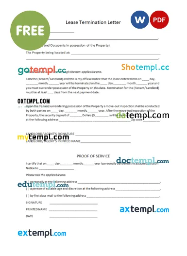 Free tempate in word and pdf format