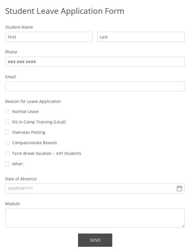 Student Leave Application Form Template | 123FormBuilder