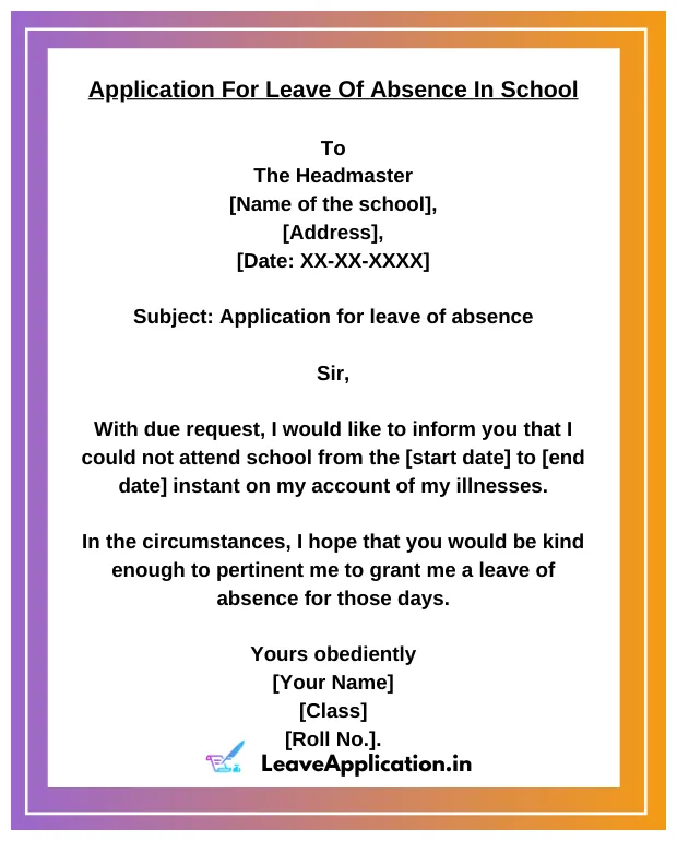 Leave Application Format for School, College & Office