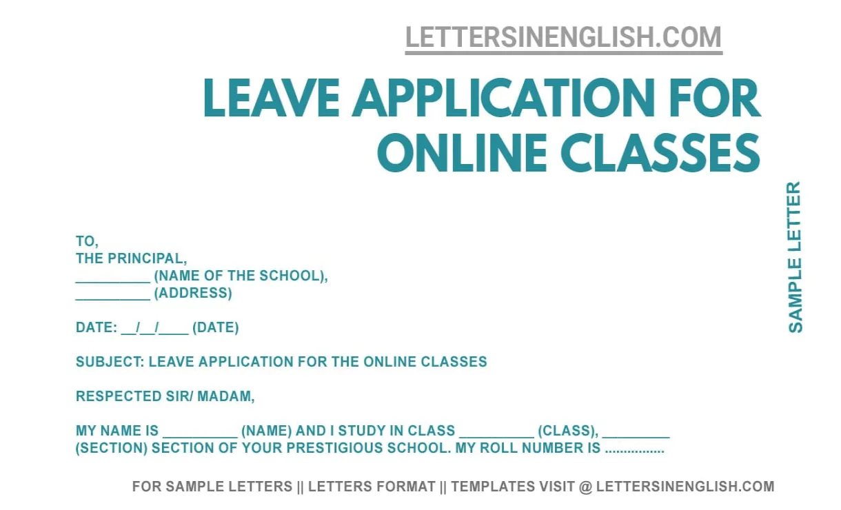 Leave Application for Online Class - Sample Leave Application for