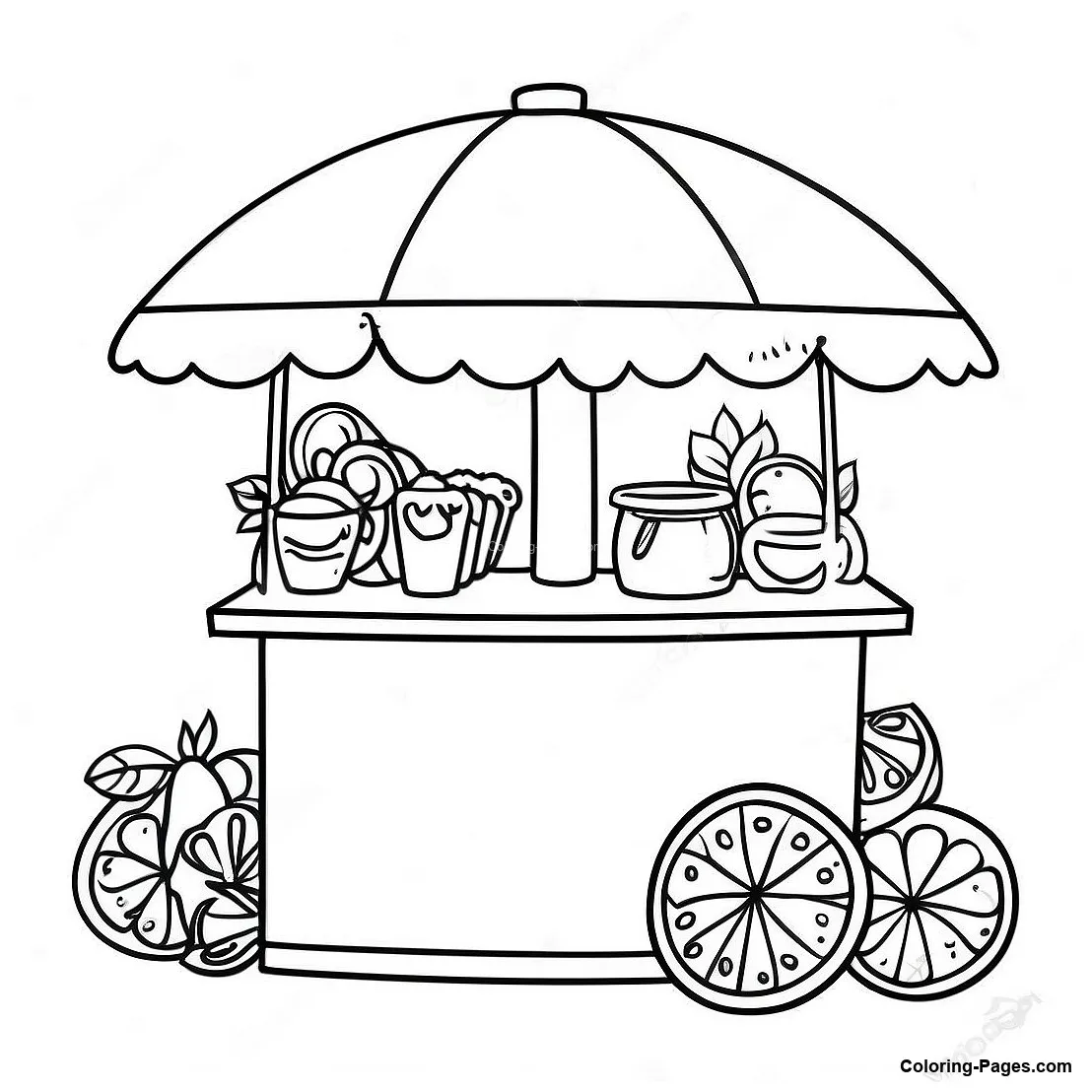 Zesty Lemonade Stand Coloring Page | Coloring-Pages.com