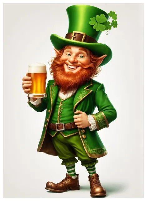 Premium full body illustration of a cute leprechaun with a