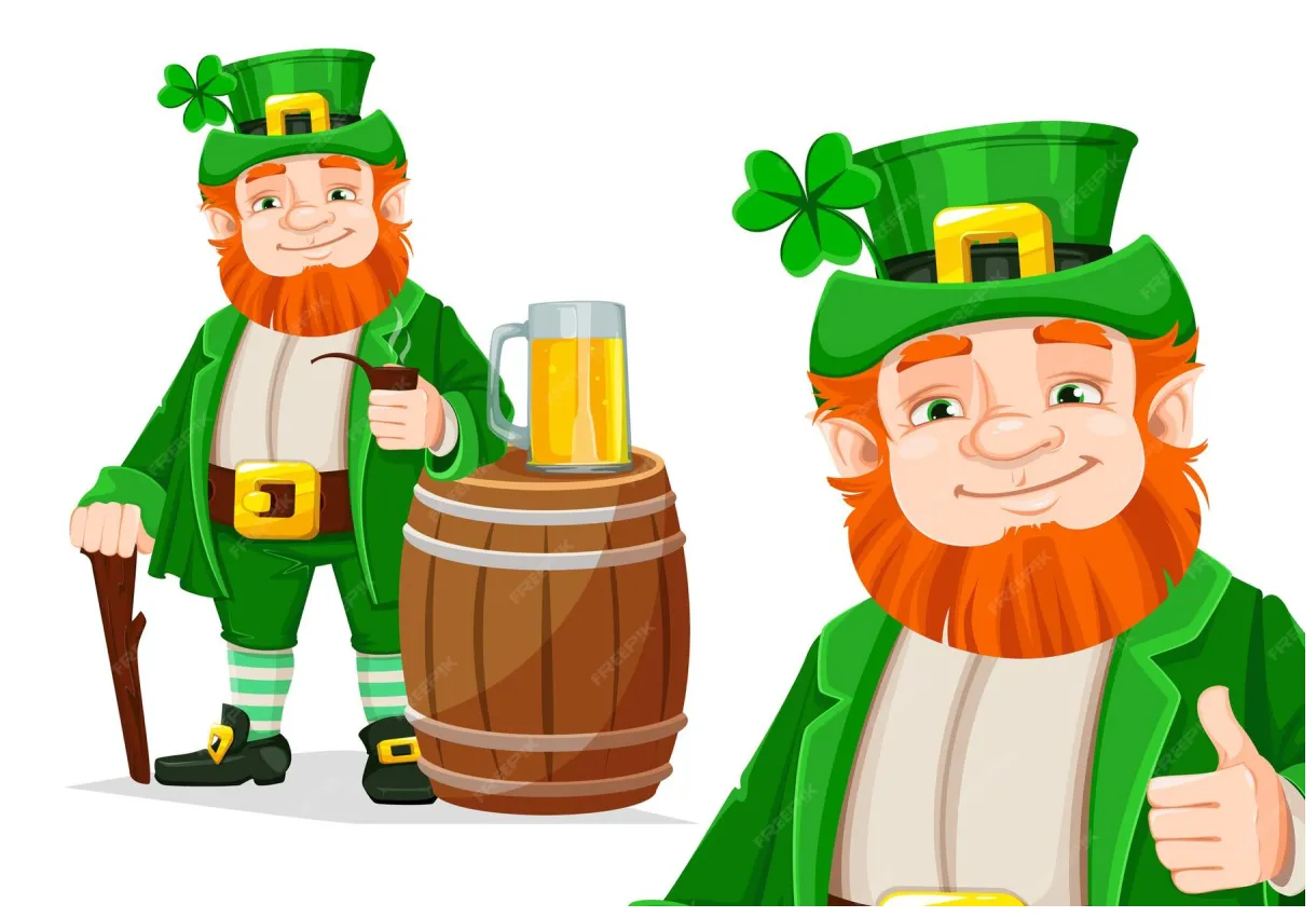 Premium vector leprechaun cartoon character, set of two poses