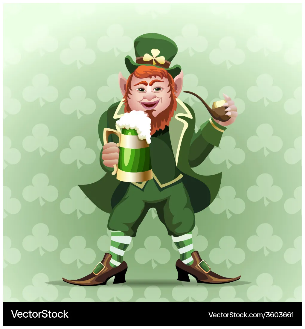 Smiling leprechaun vector vectorstock