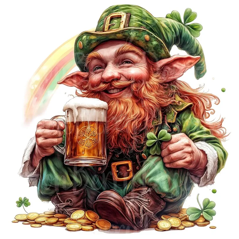 Leprechaun clipart, set of 10 png bundle, 300 dpi clip art, green