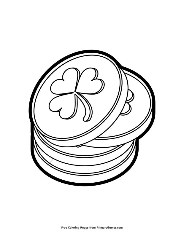 Leprechaun gold coins coloring page