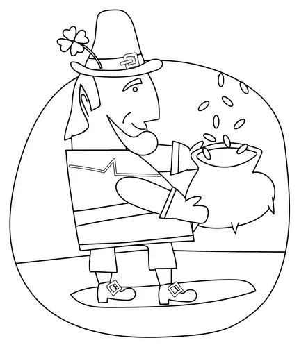 Leprechaun and pot of gold coloring page free printable coloring pages