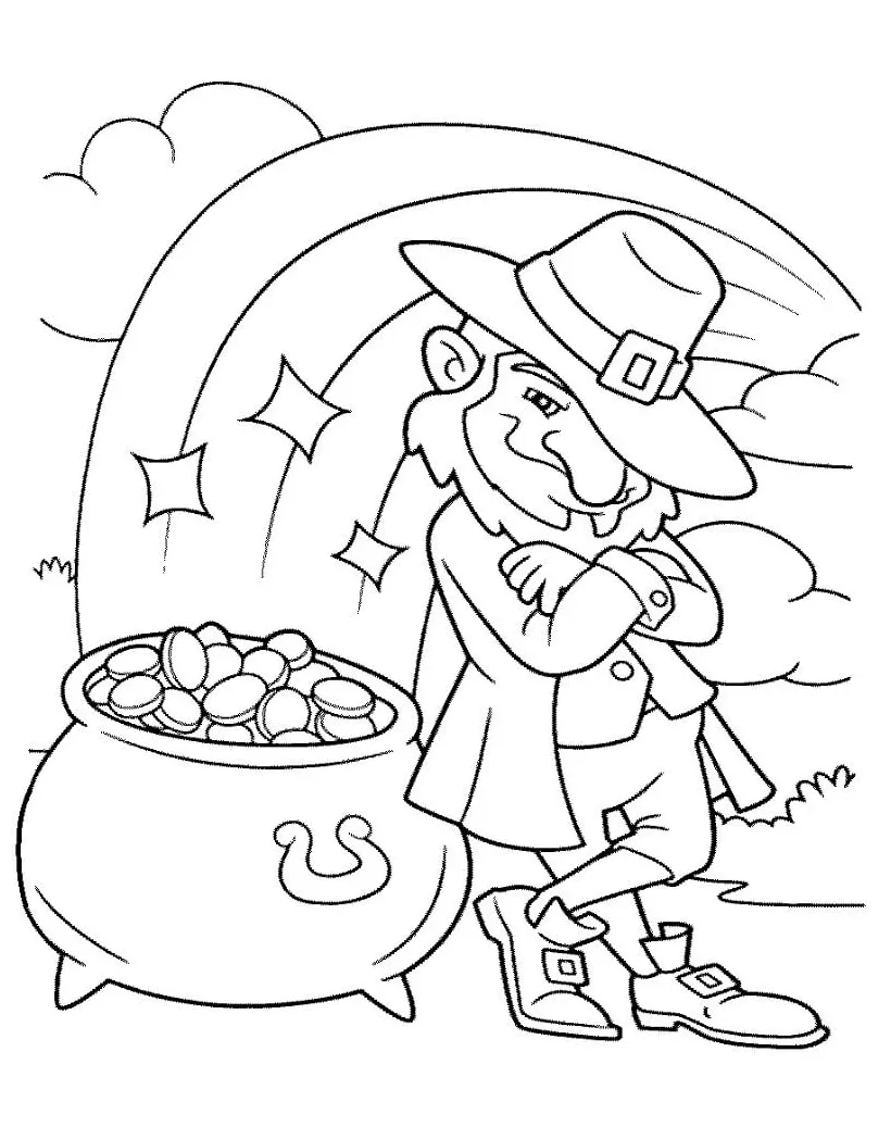 Leprechaun and pot of gold saint patricks