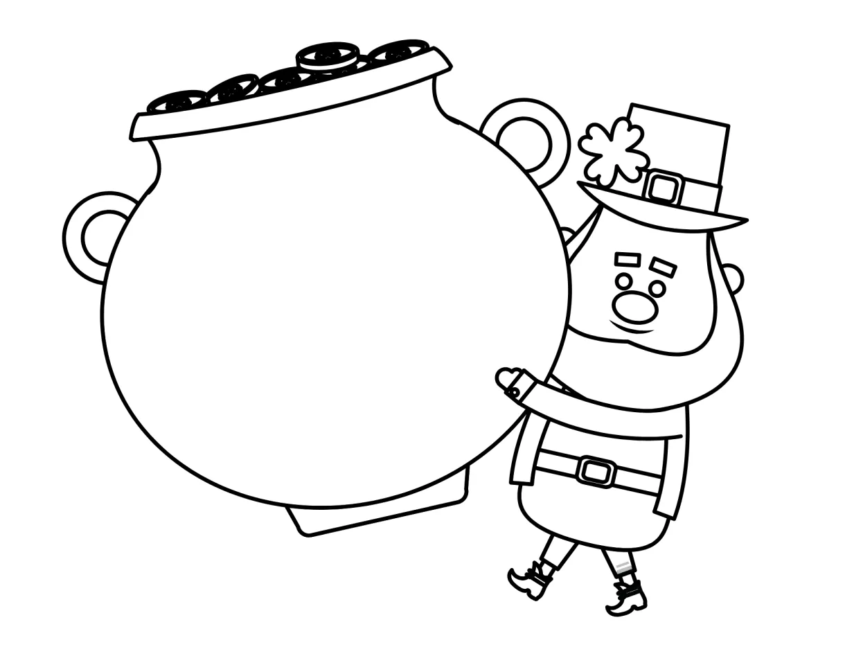 Leprechaun pot of gold coloring page