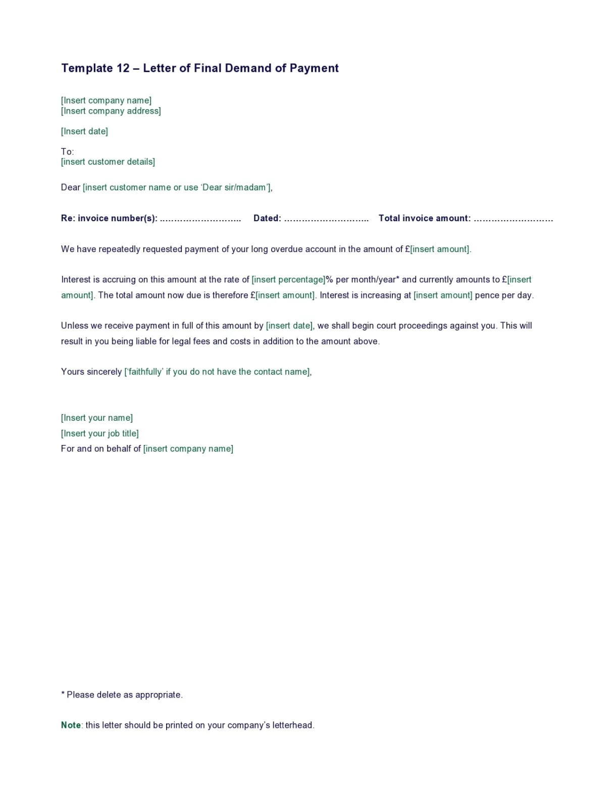 30 strong demand for payment letters templatearchive