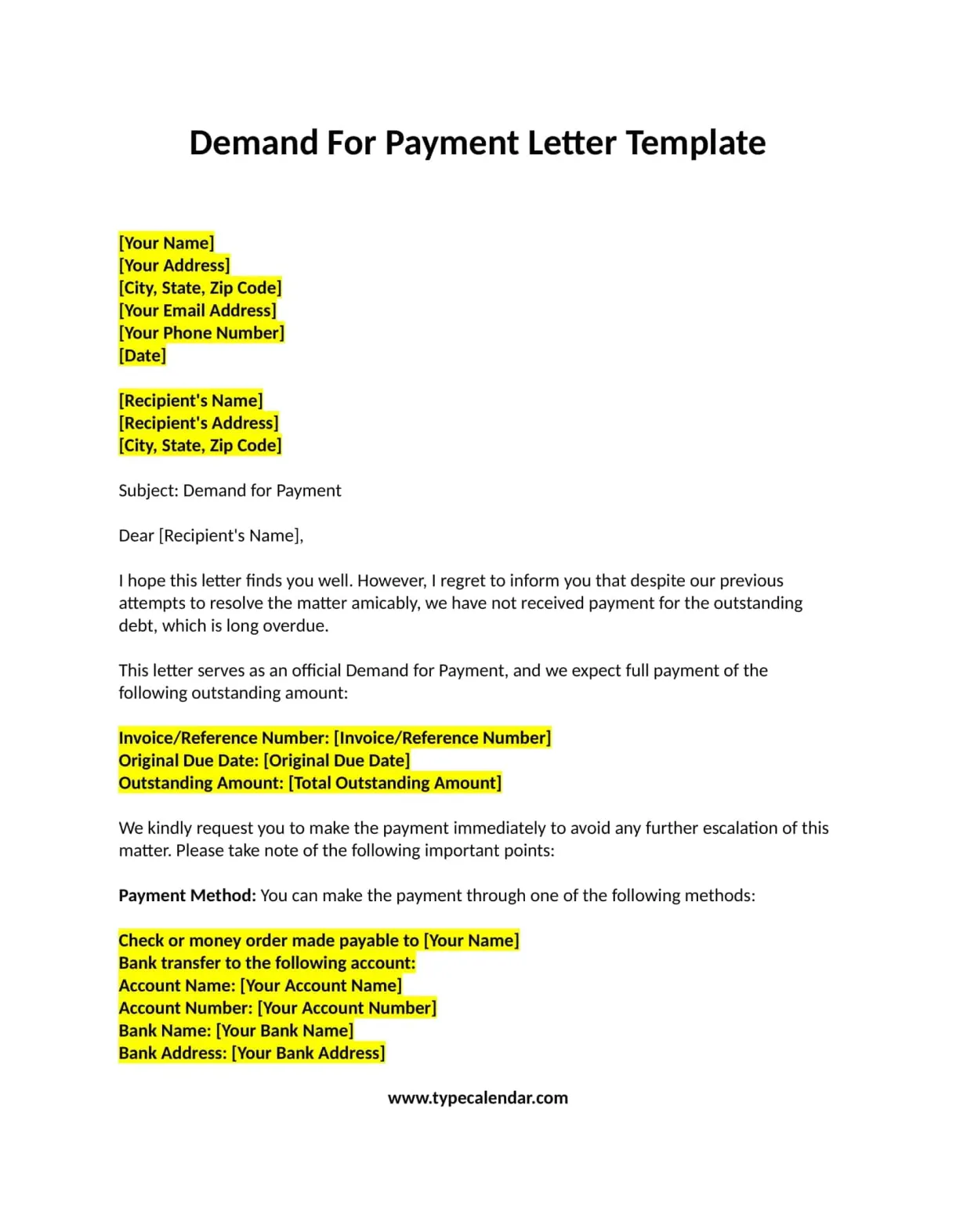 Free printable demand letter for payment template claim now