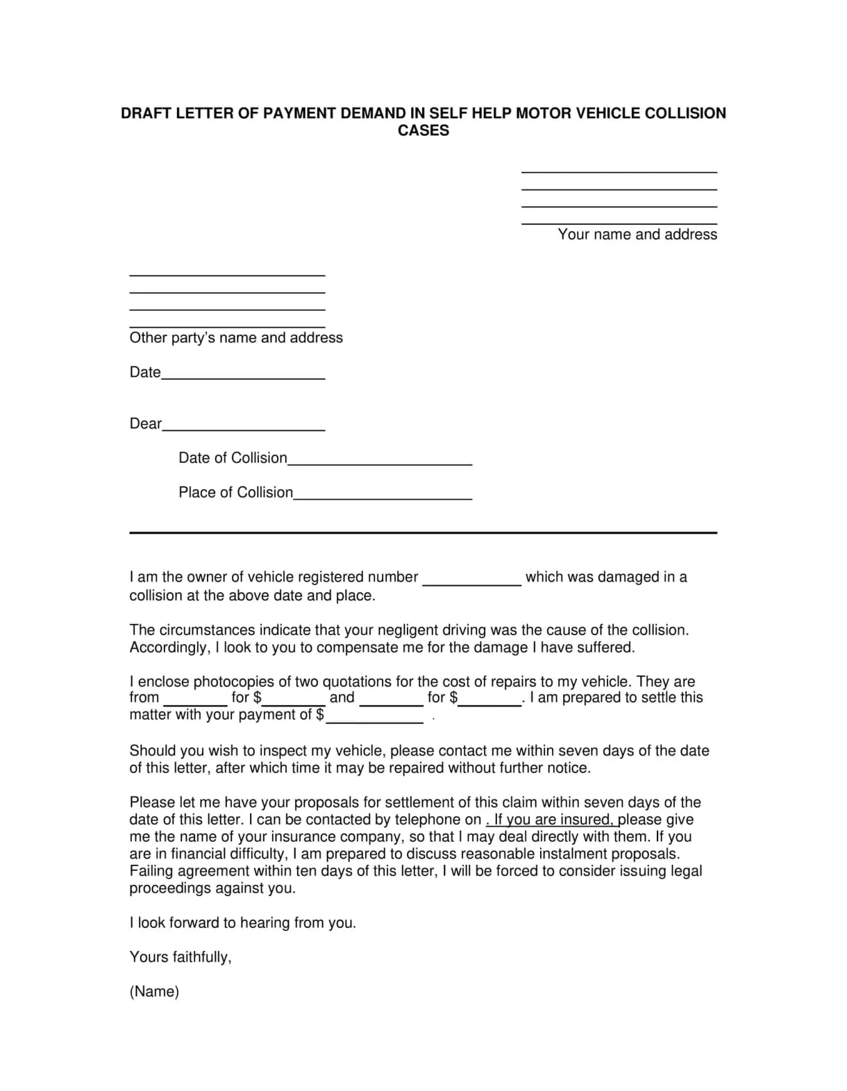 Free printable demand letter for payment template claim now