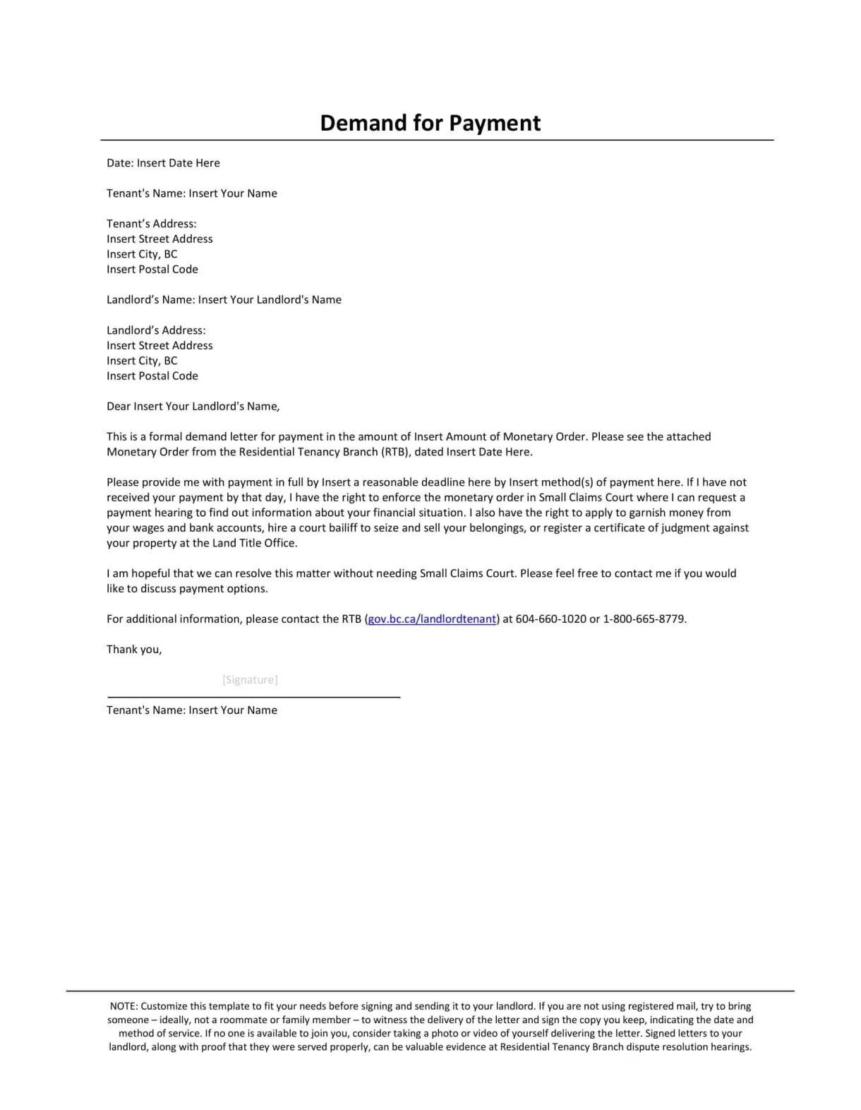 Free printable demand letter for payment template claim now