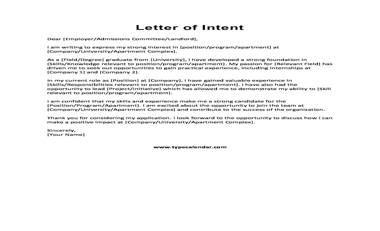 Free printable letter of intent templates [word, pdf] +tips
