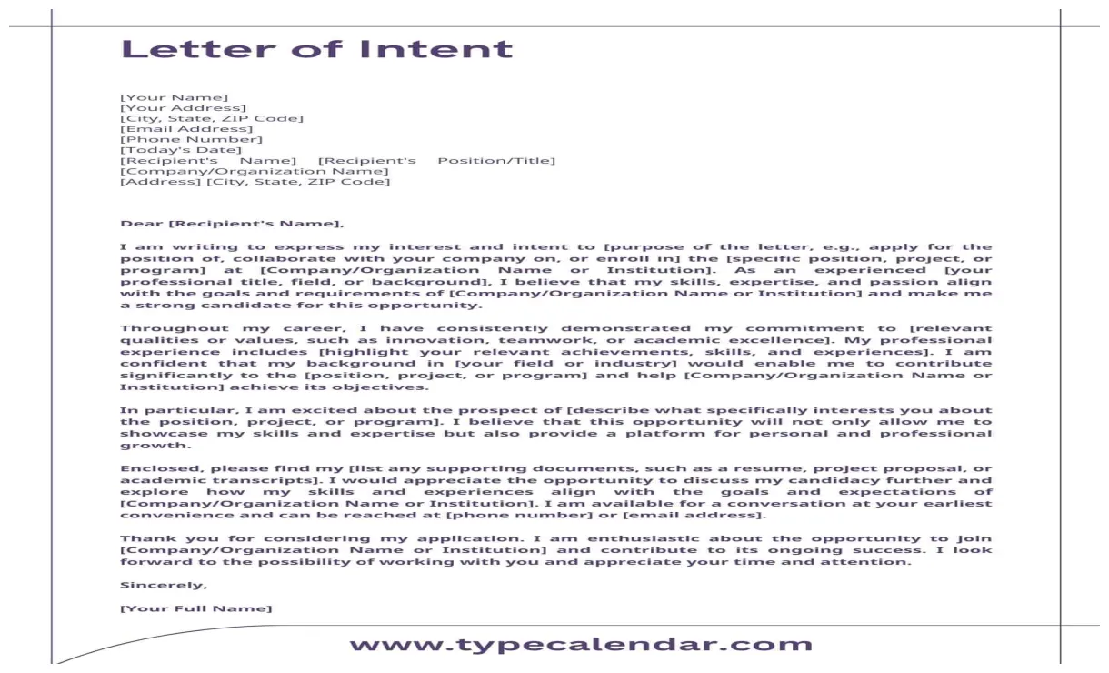 Free printable letter of intent templates [word, pdf] +tips