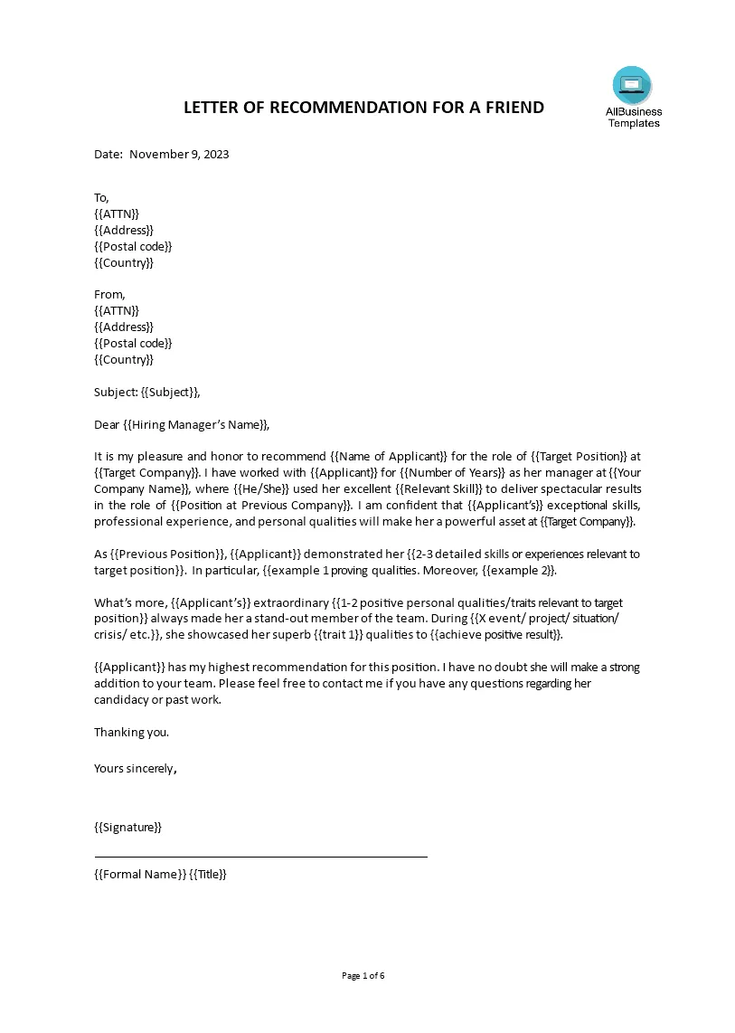 Recommendation letter sample employee templates at printable coloring page