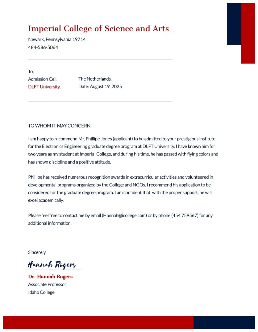 Graphic designer letter of recommendation template graphic designer