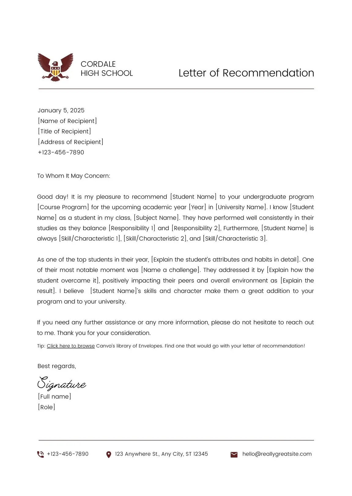 Undergrad college student recommendation letter 25+ student