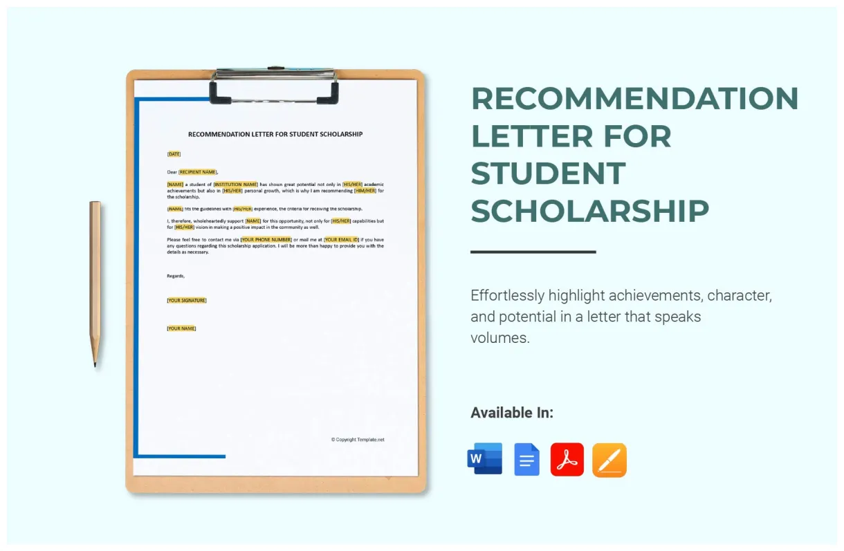 Reference letter template for student scholarship infoupdate