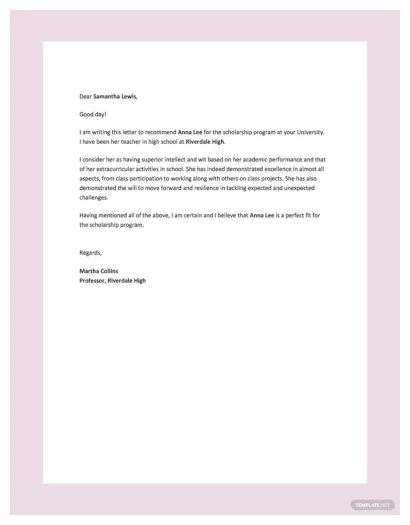 25+ student recommendation letter examples to download